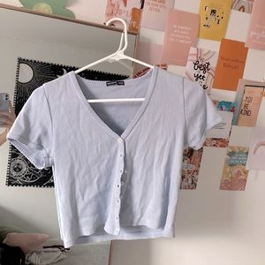 light blue brandy melville buttoned crop top.